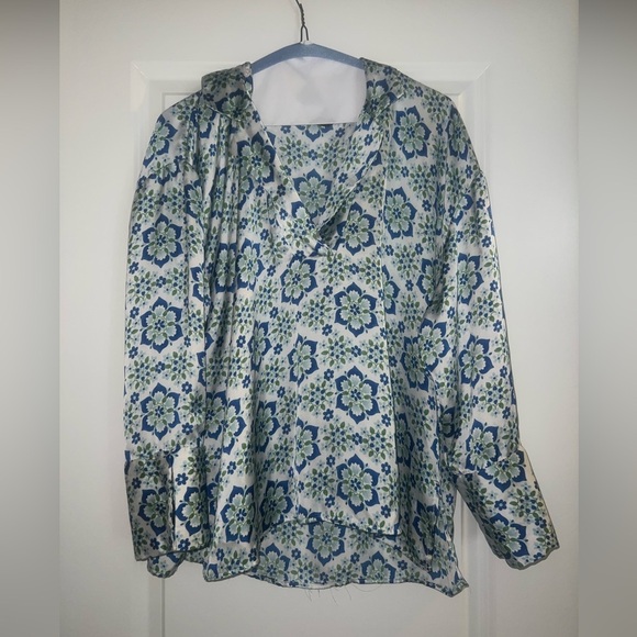 Zara Floral Blue and Green Blouse - Picture 3 of 4